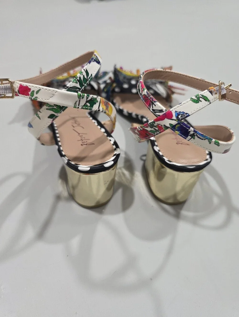 Betsey Johnson Black Polka Dot Sandals with Multicolor Butterfly Embellishments - Picture 6 of 13